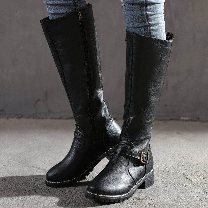 Elizabeth | Classic Buckle Knee-High Boots for Women
