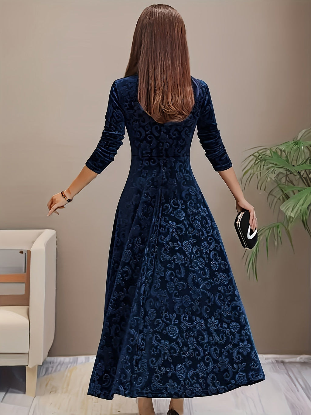 Bethany | Women’s Graceful Floral Design Midi Dress