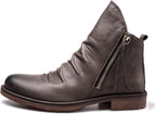 Daniel | Men’s Brown Leather Zip Boots for Casual Wear