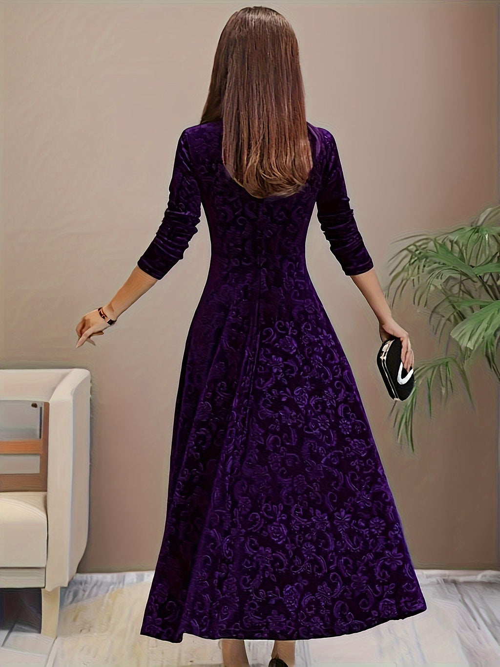 Bethany | Women’s Graceful Floral Design Midi Dress