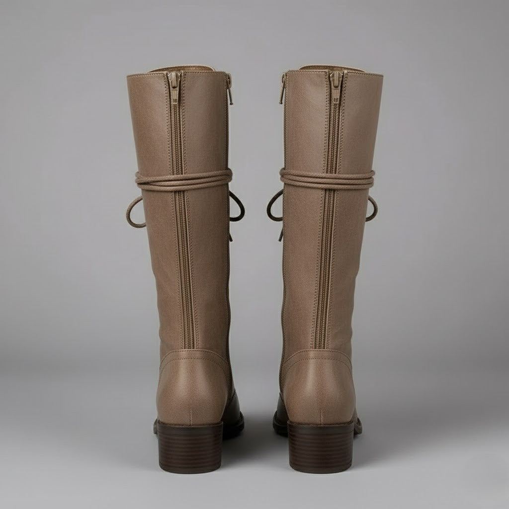Damien | Women’s Lace-Up Knee-High Boots with Block Heel