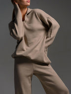 Hannah | Women’s Collared Two Piece Relaxed Fit Lounge Set