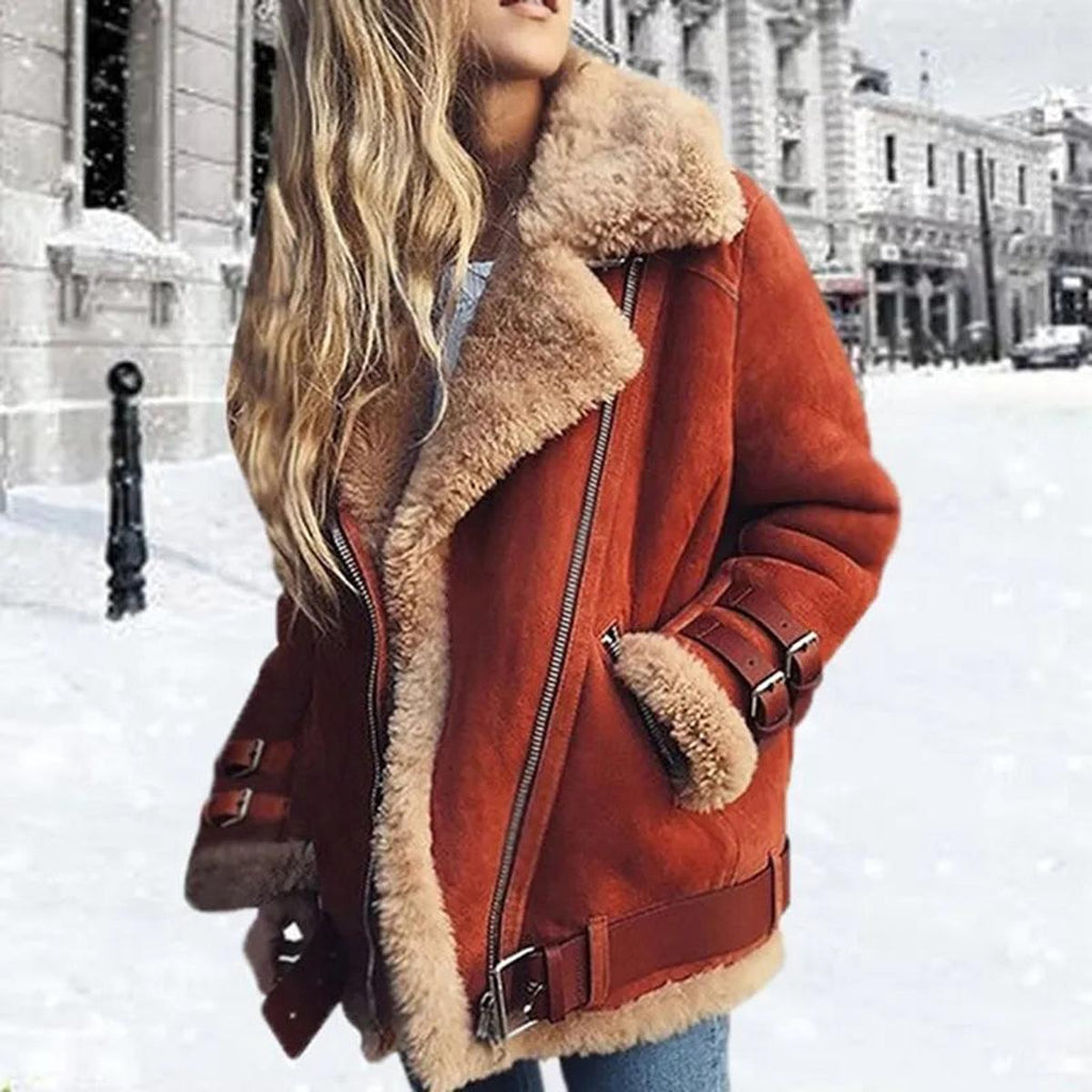 Isabelle | Women Winter Zip Up Warm Biker Jacket