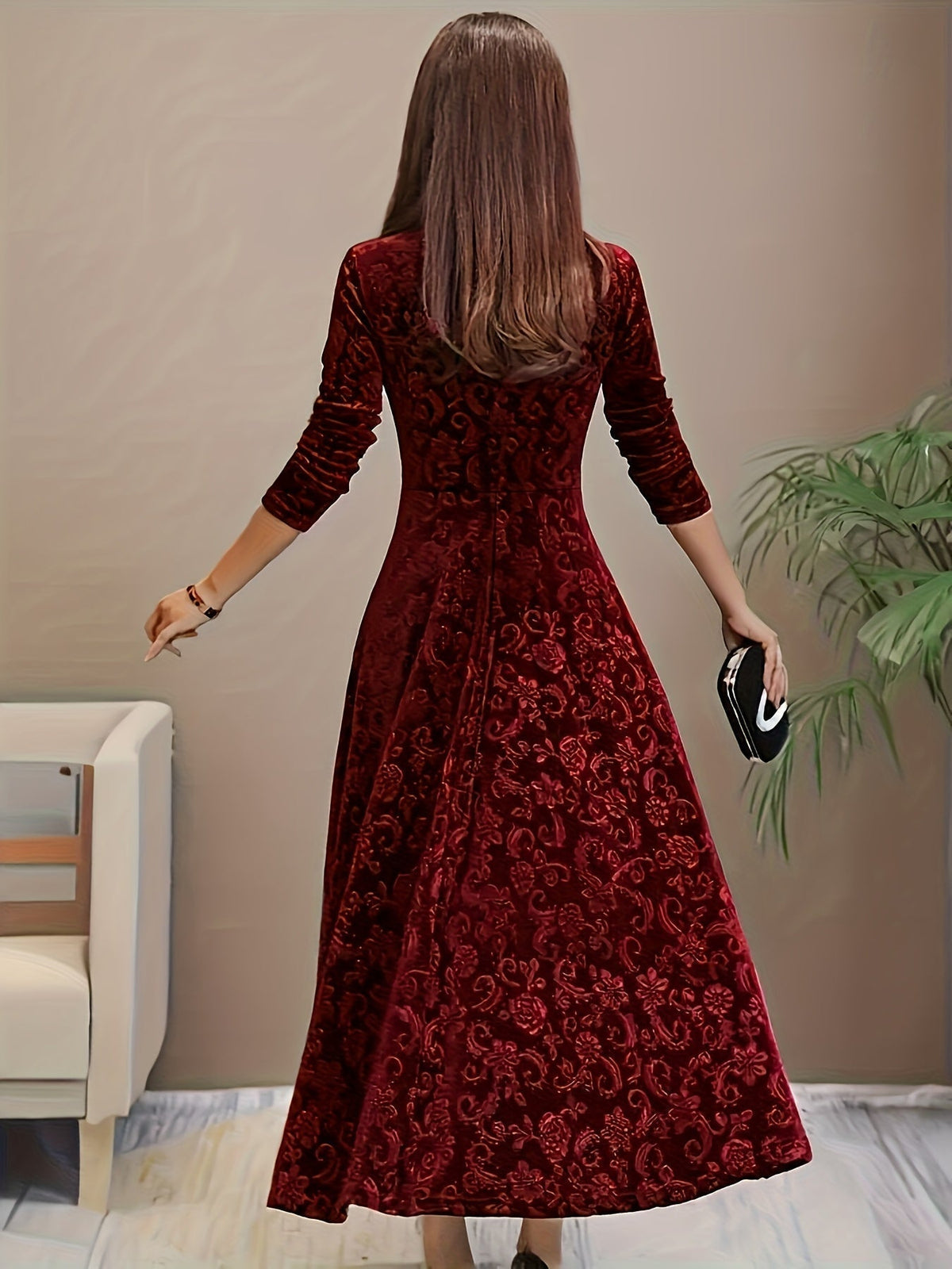 Bethany | Women’s Graceful Floral Design Midi Dress
