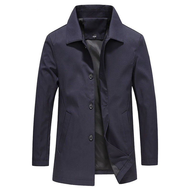 Adam | Men's Casual Slim Fit Long Jacket with Button Closure
