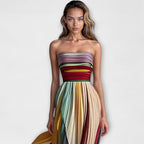 Avery | Pleated Rainbow Strapless Dress